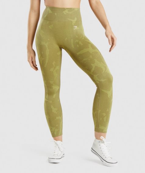 Women's Gymshark Adapt Camo Seamless Leggings Olive | CA A3D508